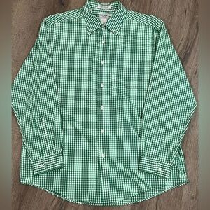 L.L. Bean Green Checkered Casual Button Down Shirt